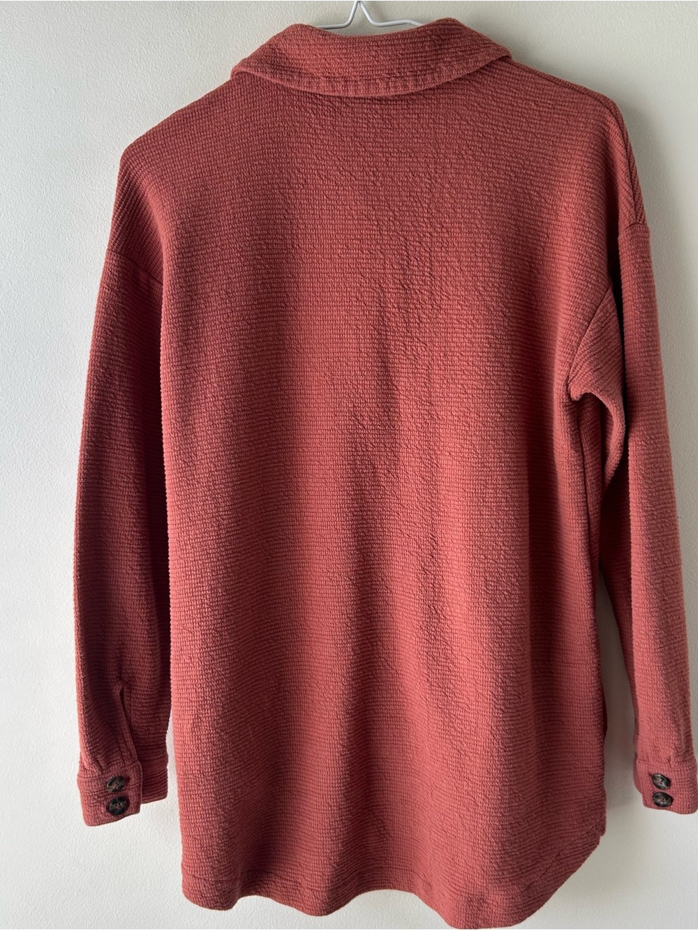 Madewell Textural Knit Shirt-Jacket Weathered Brick Rust Orange XS - Picture 11 of 13